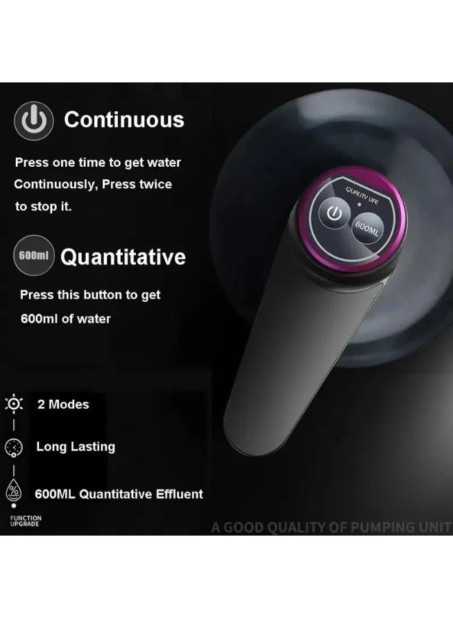 مضخة مياه أوتوماتيكية لجركن 5 جالون - موزع مياه كهربائي قابل للشحن USB مع وضع 600 مل ذكي وتوقف تلقائي، مضخة مياه لاسلكية محمولة لجراكن 2/3/4/5 جالون 19 لتر، متوافقة مع أواسيس مسافي ماي دبي العين الإمارات، خالية من BPA وآمنة للغذاء، للمنزل والمكتب والمطبخ والتخييم والنزهات والشواء، زر لمس بضغطة واحدة، بطارية طويلة العمر، موزع ومضخة جركن مياه - Image 4